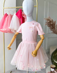 Skirt and T-shirt set with bow powder