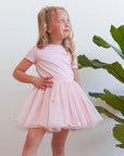 Skirt and T-shirt set with bow powder