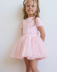 Skirt and T-shirt set with bow powder