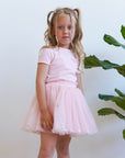 Skirt and T-shirt set with bow powder