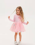 Skirt and long-sleeved set with bow pink
