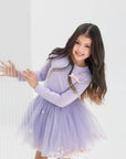 Lavender long-sleeved skirt and blouse set