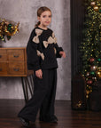 Suit with bows