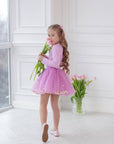 Set of skirt with balls and long sleeves in black