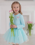 Set of skirt with balls and long sleeves in black