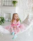 Vikki powder dress with bow