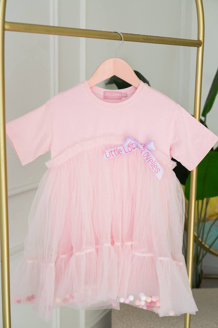 Vikki powder dress with bow