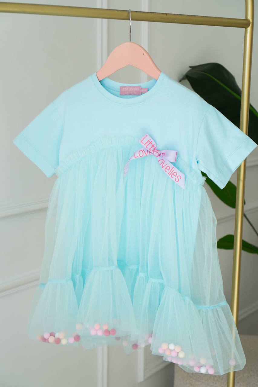 Vikki powder dress with bow