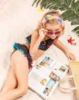 Leopard swimsuit with balls