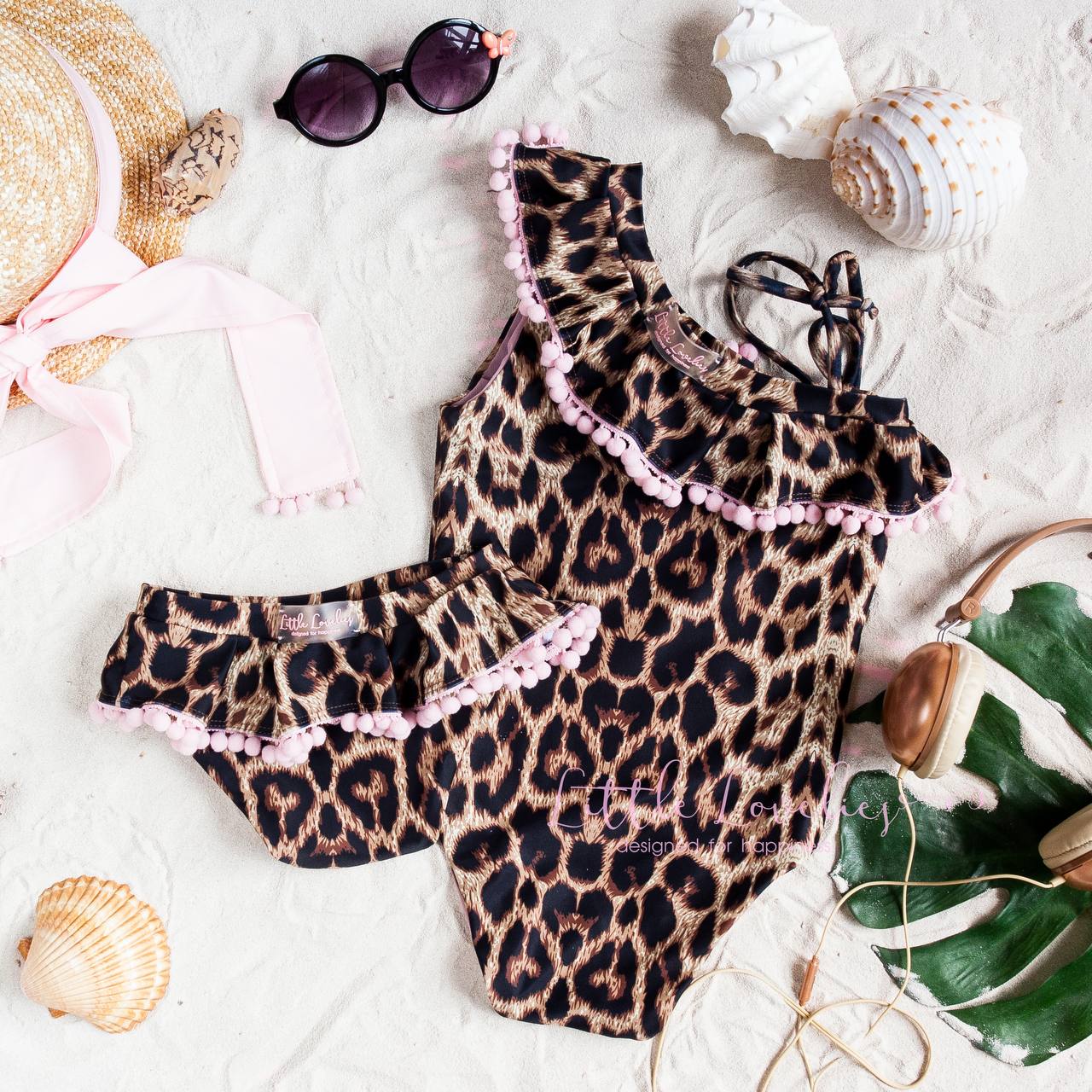 Leopard swimsuit with balls