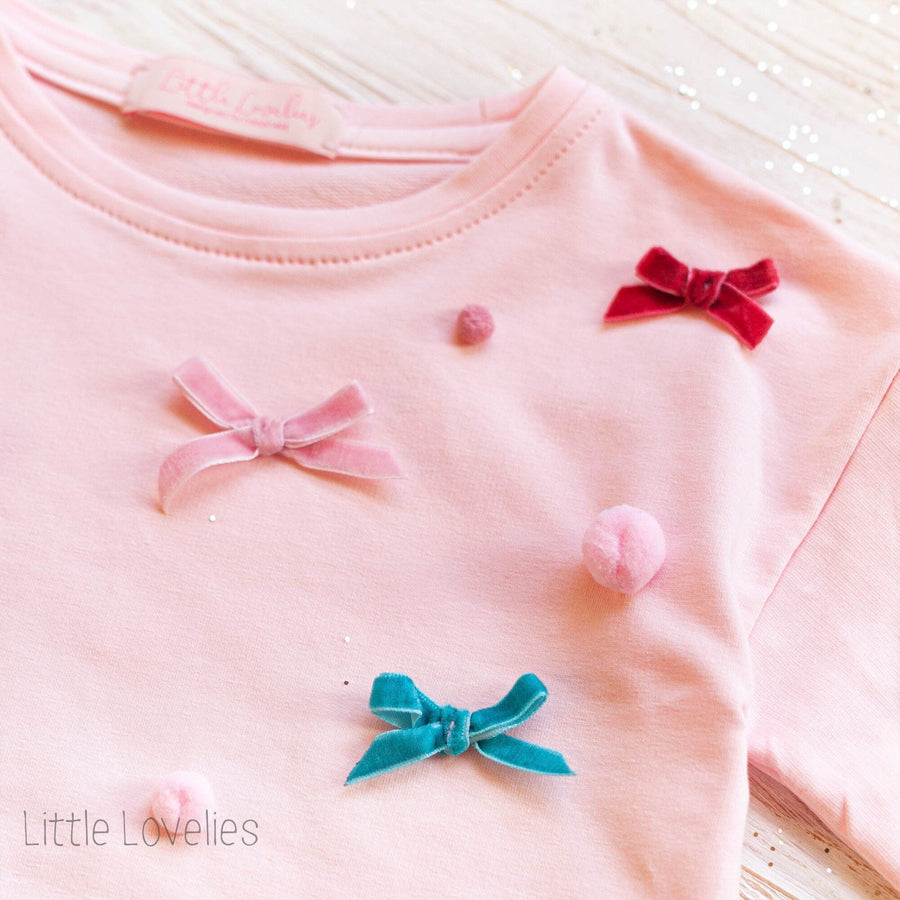 Комплект спідниця та світшот з бантиками пудровий - Little Lovelies - Одяг для маленьких модників